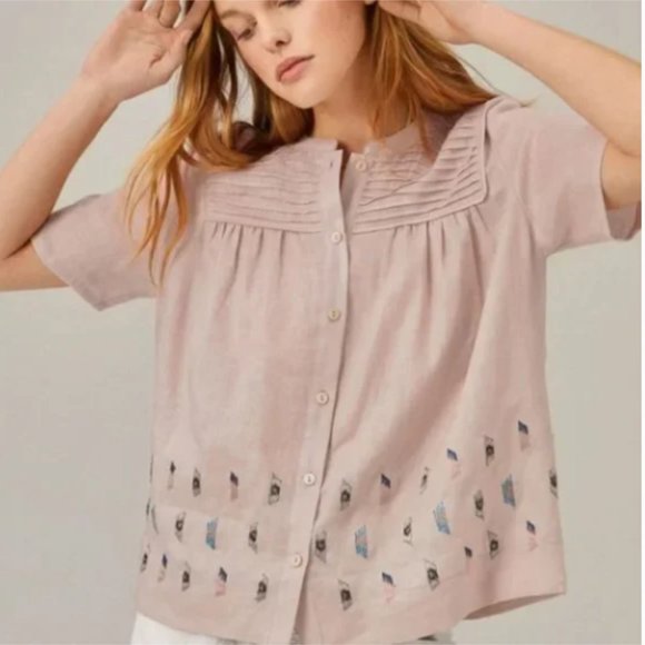 Wrap London Tops - Wrap London Women's Linen Top Soft Blush - US 12